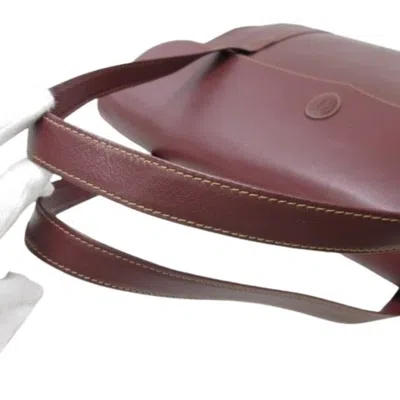 Pre-owned Cartier Bordeaux Leather Handbag Shoulder Bag Tote Bag () In Burgundy