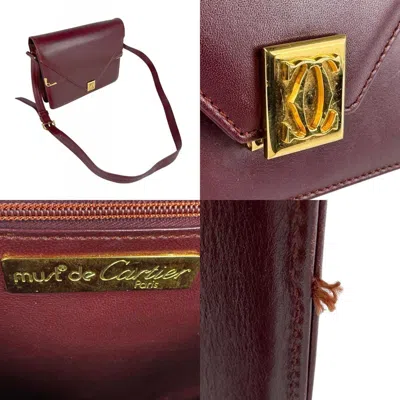Pre-owned Cartier Bordeaux Leather Shoulder Bag () In Burgundy