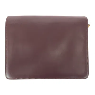 Pre-owned Cartier Bordeaux Wine Red Leather Pochette Shoulder Bag () In Burgundy