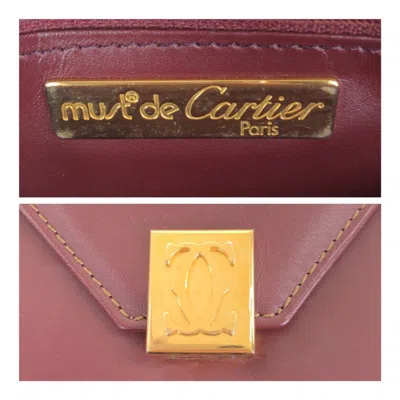 Pre-owned Cartier Bordeaux Wine Red Leather Pochette Shoulder Bag () In Burgundy