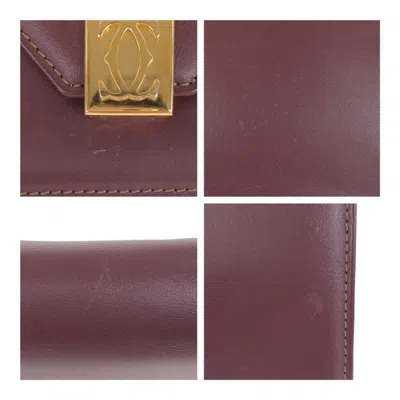 Pre-owned Cartier Bordeaux Wine Red Leather Pochette Shoulder Bag () In Burgundy
