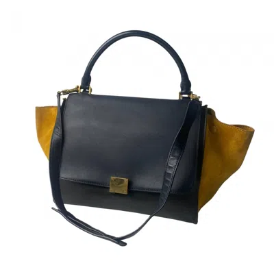 Pre-owned Celine Black Navy Yellow Leather Suede Handbag Shoulder Bag ()
