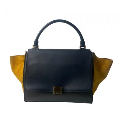 Pre-owned Celine Black Navy Yellow Leather Suede Handbag Shoulder Bag ()