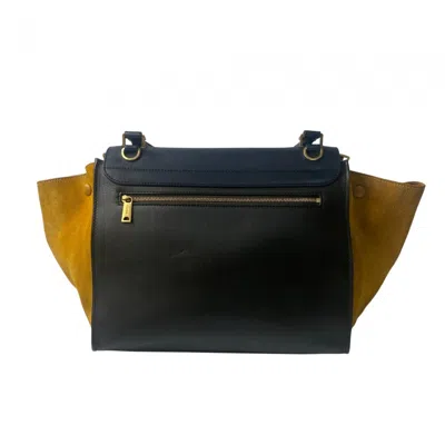 Pre-owned Celine Black Navy Yellow Leather Suede Handbag Shoulder Bag ()