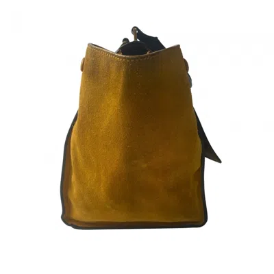 Pre-owned Celine Black Navy Yellow Leather Suede Handbag Shoulder Bag ()