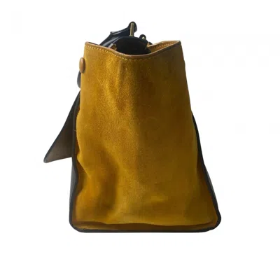 Pre-owned Celine Black Navy Yellow Leather Suede Handbag Shoulder Bag ()