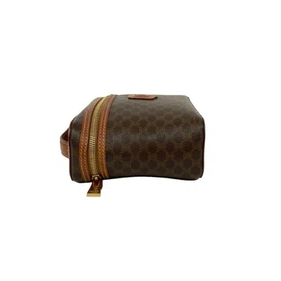 Pre-owned Celine Brown Leather Pvc Handbag Pouch Vanity Bag ()