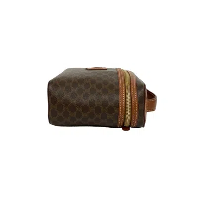 Pre-owned Celine Brown Leather Pvc Handbag Pouch Vanity Bag ()