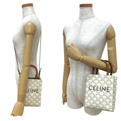 Pre-owned Celine Brown White Leather Pvc Shoulder Bag () In Multi
