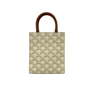 Pre-owned Celine Brown White Leather Pvc Shoulder Bag () In Multi