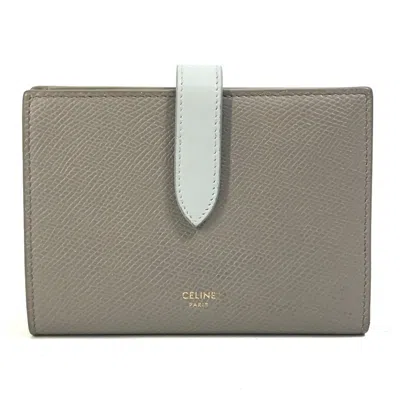 Pre-owned Celine Gray Light Blue Leather Coin Purse/coin Case ()