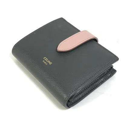 Pre-owned Celine Gray Pink Leather Wallet (bi-fold) () In Multi