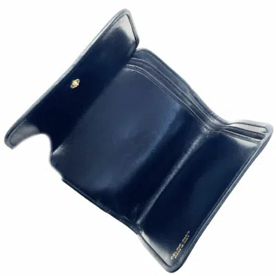 Pre-owned Celine Macadam Navy Canvas Leather Wallet (tri-fold) () In Blue
