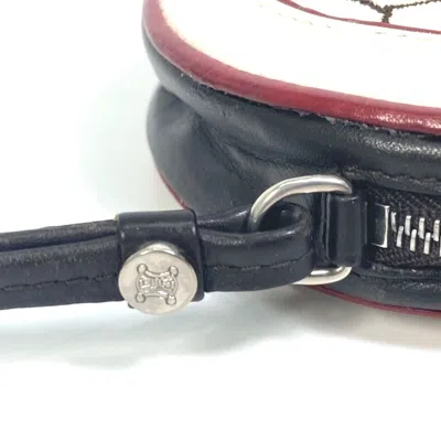 Pre-owned Celine Red Color White Yellow Leather Coin Purse/coin Case ()