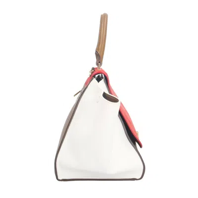 Pre-owned Celine Trapeze Brown Red Color White Leather Suede Shoulder Bag ()