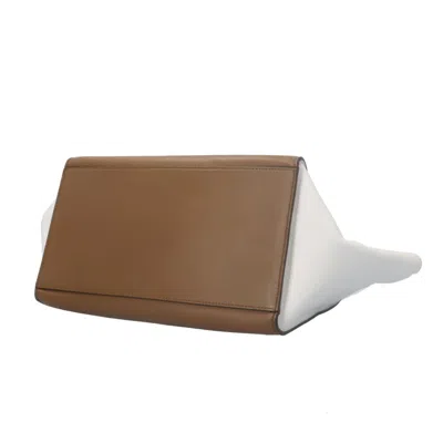 Pre-owned Celine Trapeze Brown Red Color White Leather Suede Shoulder Bag ()