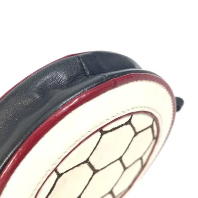 Pre-owned Celine Red Color White Yellow Leather Coin Purse/coin Case ()