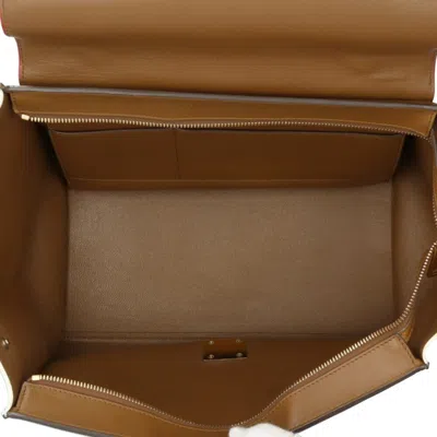 Pre-owned Celine Trapeze Brown Red Color White Leather Suede Shoulder Bag ()