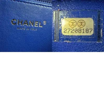 Pre-owned Chanel Blue Orange White Grained Calfskin Leather Handbag Shoulder Bag ()
