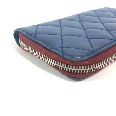 Pre-owned Chanel Blue Quilting Long Wallet (bi-fold) ()