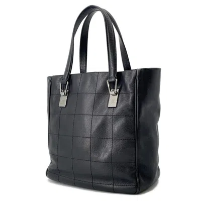 Pre-owned Chanel Chocolate Bar Black Grained Calfskin Tote Bag ()