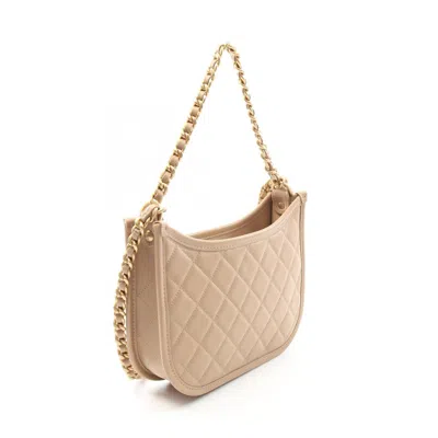 Pre-owned Chanel Matelasse Beige Leather Shoulder Bag () In Sand