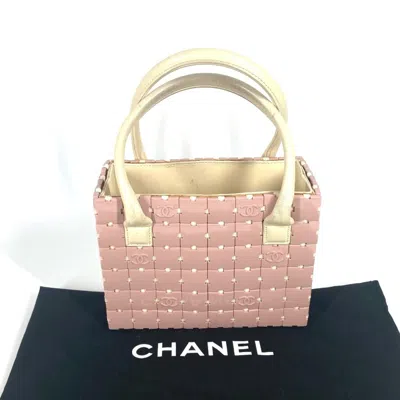 Pre-owned Chanel Pink White Leather Handbag Tote Bag () In Multi