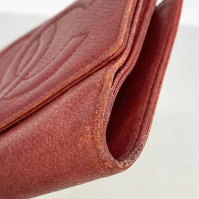 Pre-owned Chanel Red Color Grained Calfskin Wallet (bi-fold) ()