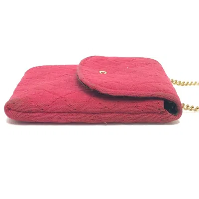Pre-owned Chanel Red Color Jersey Pouch Shoulder Bag ()
