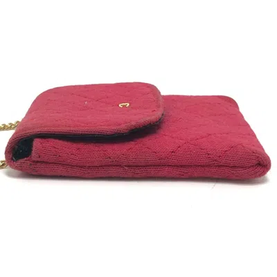 Pre-owned Chanel Red Color Jersey Pouch Shoulder Bag ()
