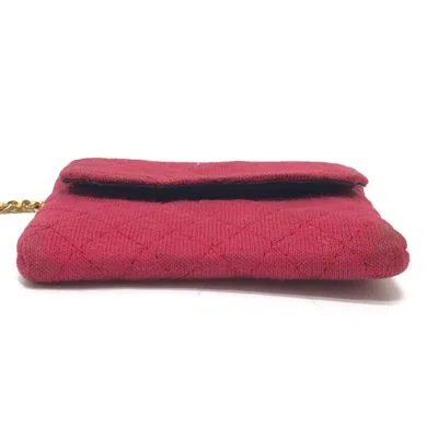 Pre-owned Chanel Red Color Jersey Pouch Shoulder Bag ()