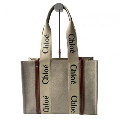 Pre-owned Chloé Beige Brown Canvas Leather Tote Bag () In Multi