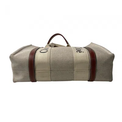 Pre-owned Chloé Beige Brown Canvas Leather Tote Bag () In Multi