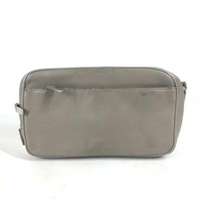 Pre-owned Dior Christian  Gray Leather Clutch Bag Pouch ()