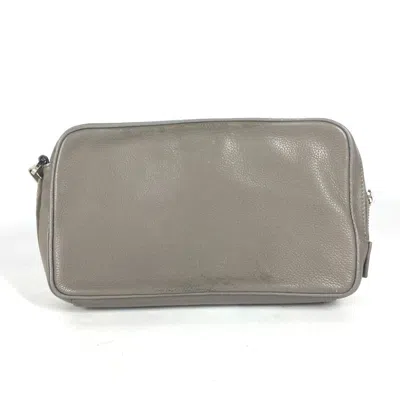 Pre-owned Dior Christian  Gray Leather Clutch Bag Pouch ()