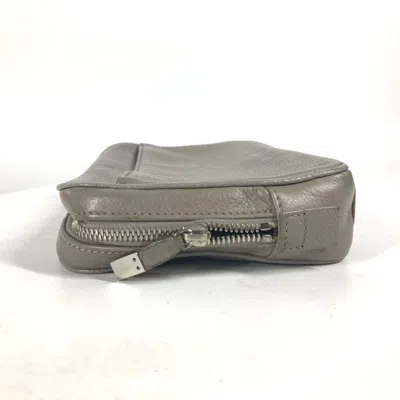 Pre-owned Dior Christian  Gray Leather Clutch Bag Pouch ()