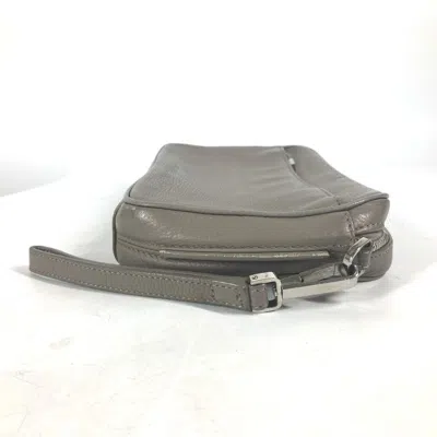 Pre-owned Dior Christian  Gray Leather Clutch Bag Pouch ()