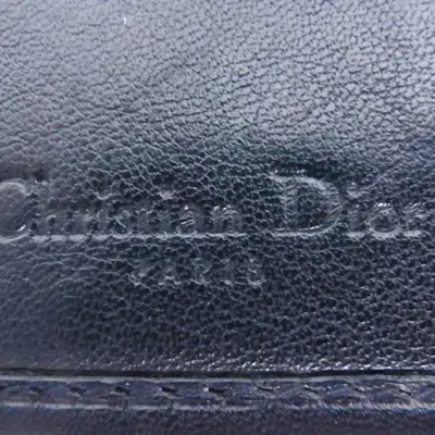 Pre-owned Dior Christian  Navy Canvas Leather Long Wallet (tri-fold) () In Blue