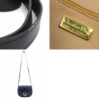 Pre-owned Dior Christian  Navy Coated Canvas Leather Shoulder Bag () In Blue