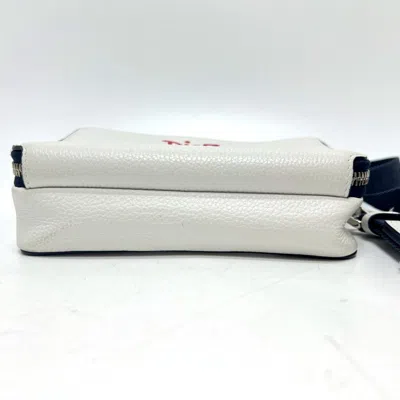 Pre-owned Dior Christian  Navy White Leather Shoulder Bag () In Multi