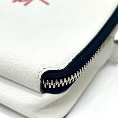 Pre-owned Dior Christian  Navy White Leather Shoulder Bag () In Multi
