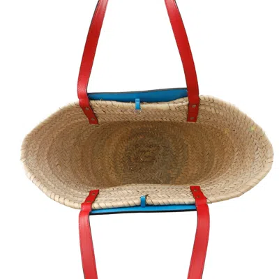 Pre-owned Christian Louboutin Beige Blue Raffia Leather Tote Bag ()