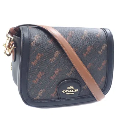 Pre-owned Coach Black Brown Pvc Leather Shoulder Bag () In Multi