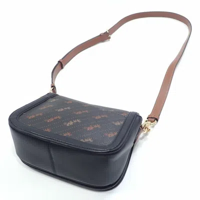 Pre-owned Coach Black Brown Pvc Leather Shoulder Bag () In Multi