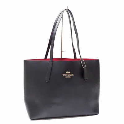 Pre-owned Coach Black Red Color Leather Tote Bag () In Multi