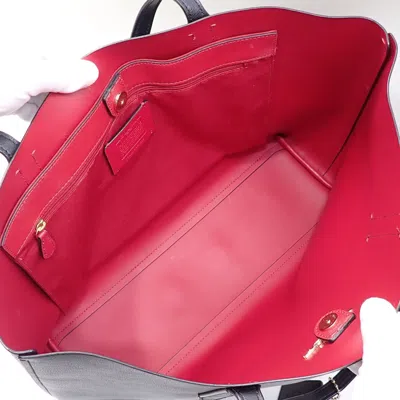 Pre-owned Coach Black Red Color Leather Tote Bag () In Multi