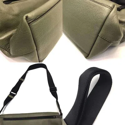 Pre-owned Coach Green Khaki Leather Shoulder Bag () In Multi