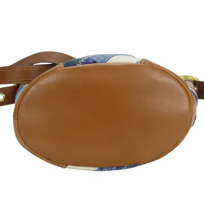 Pre-owned Coach Signature Blue Brown White Denim Suede Leather Shoulder Bag ()