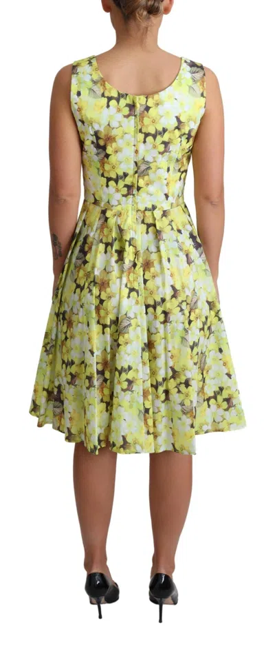 Dolce & Gabbana Elegant Yellow Floral A-line Sleeveless Dress In Yellow