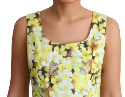 Dolce & Gabbana Elegant Yellow Floral A-line Sleeveless Dress In Yellow